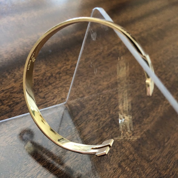 Vintage HTF Tory Burch open bangle enamel T tip cuff bracelet - Picture 13 of 16